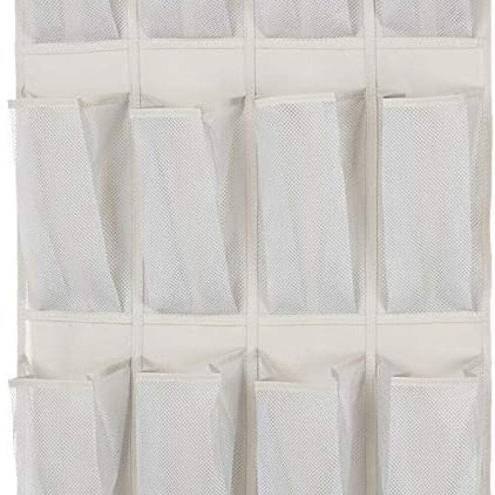 24 Medium Pocket Over-the-Door Hanging Shoe Organizer, Light Grey